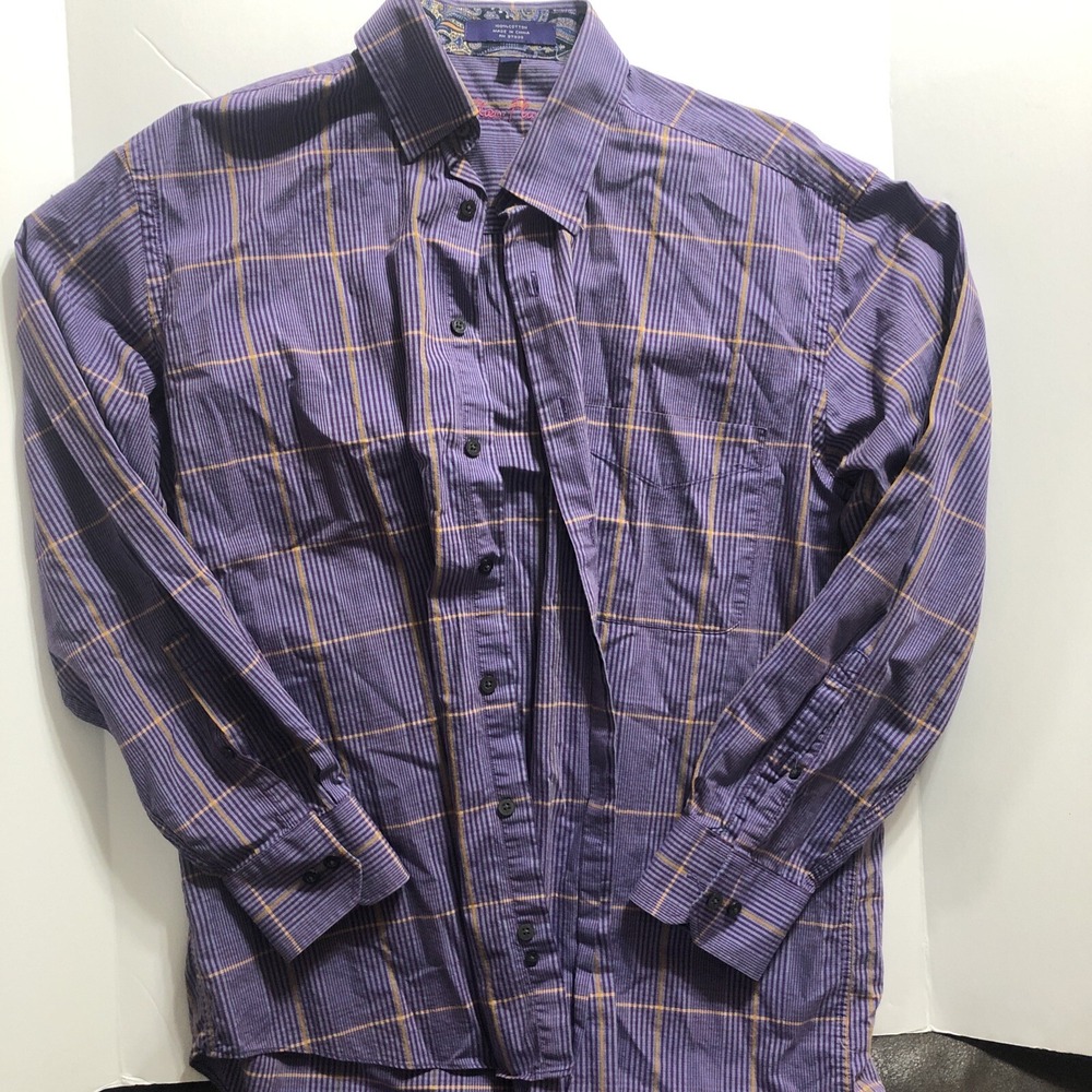 Alan Flusser Golf Long Sleeve Button Up Shirt Men's Adult‎ Size Medium Purple